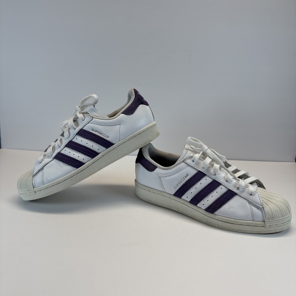 Adidas Womens US 6.5 Superstar FV3373 White Purple Sneakers Blokecore Y2K Street